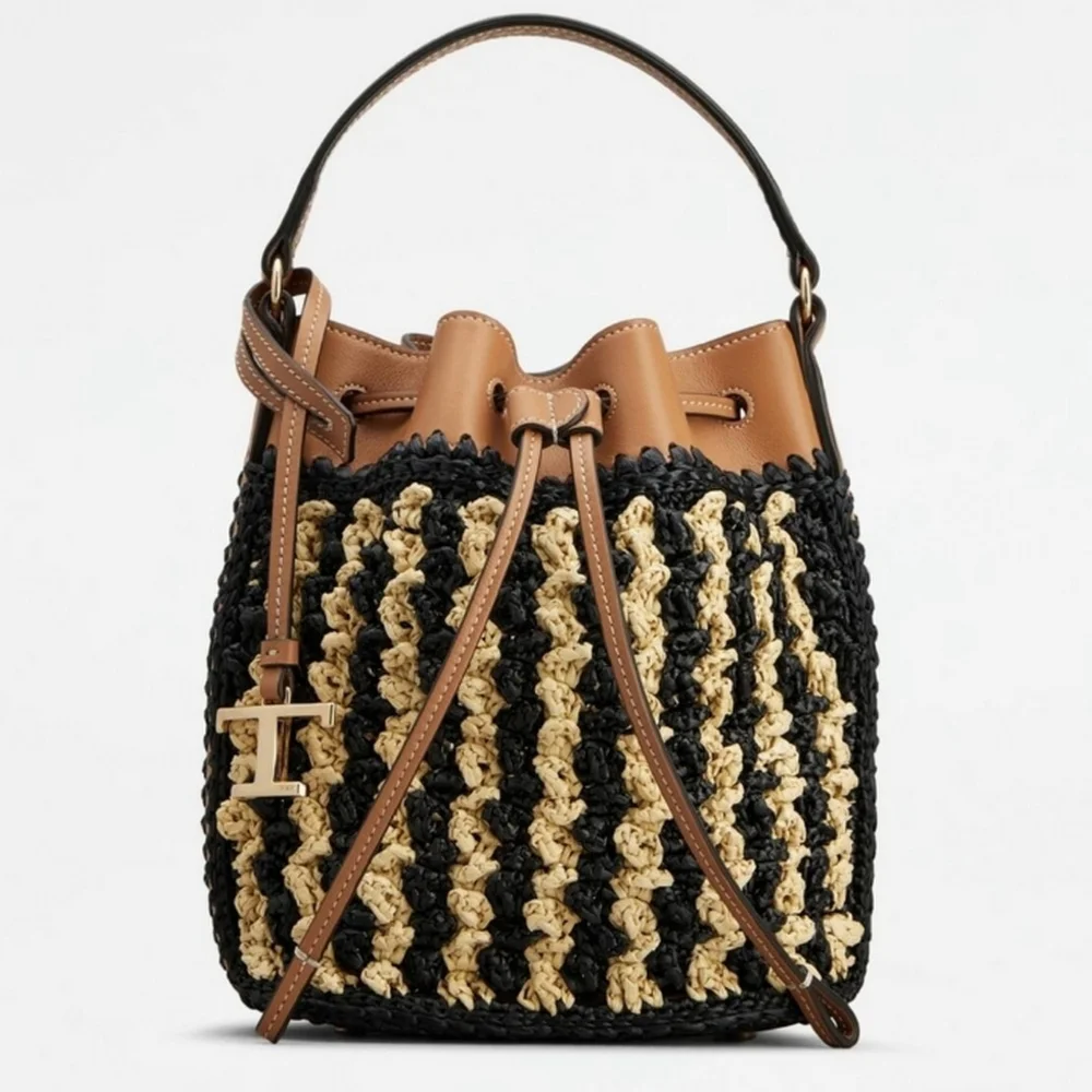NWT Tod's Micro Raffia Bucket Bag Authentic - Picture 2 of 16